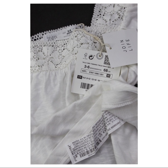 Zara NWT Contrast Crochet Fluttered Sleeves Top 3-6 Months New Zara Baby Top - Picture 4 of 8